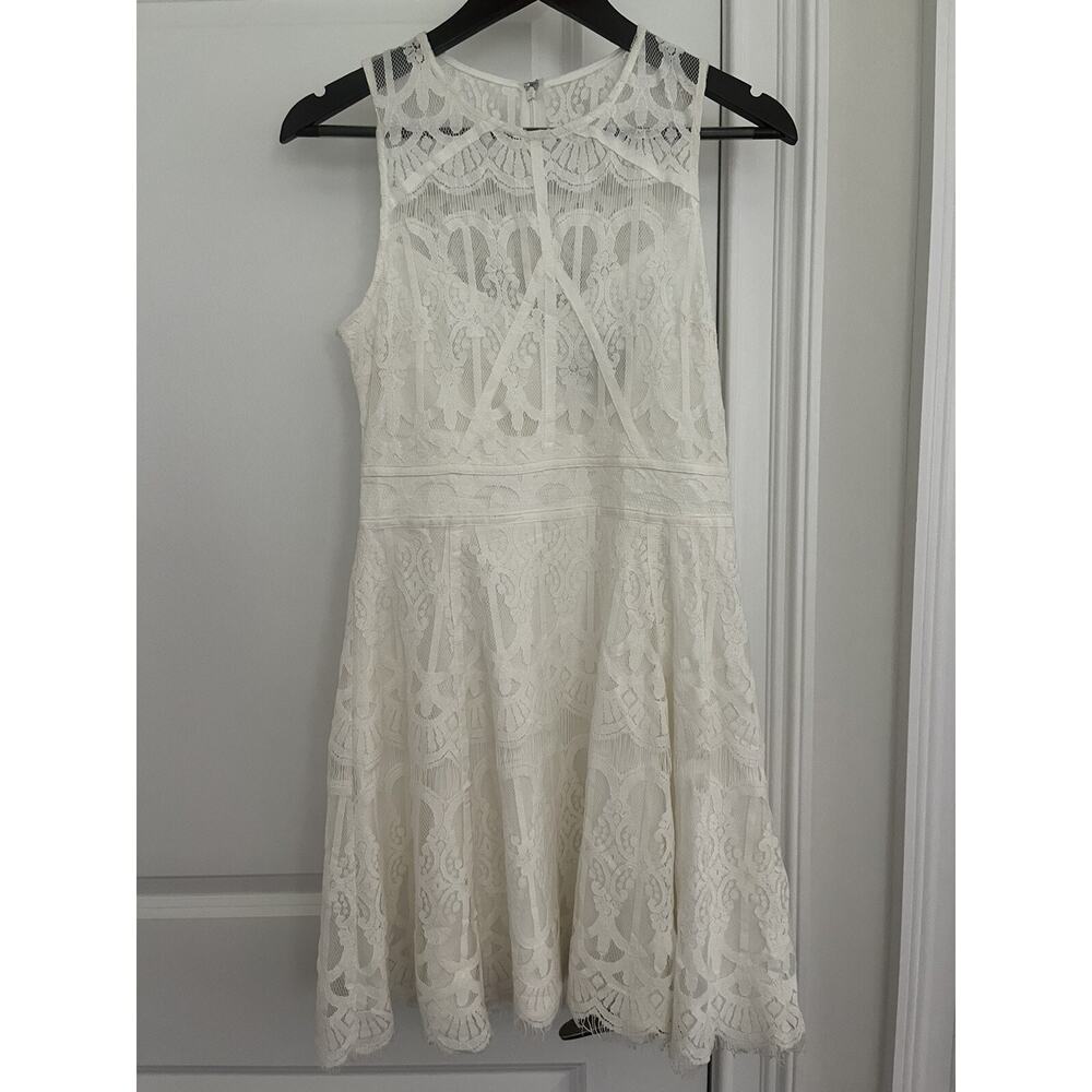 Adelyn Rae White Lace overlay A-Line Dress Sz. S NWT